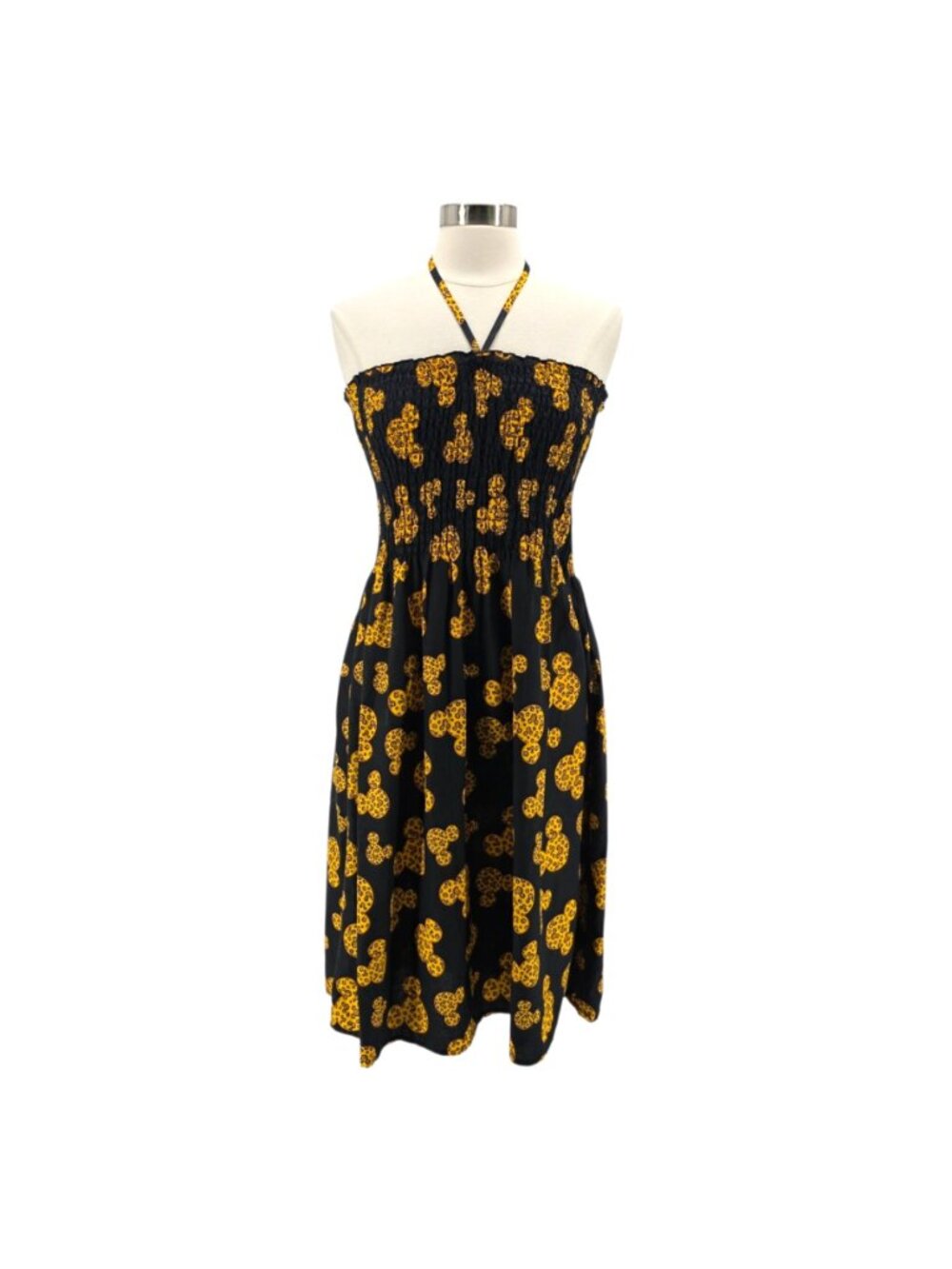 Disney Parks Womens S/M Dress Mickey Mouse Animal Print Halter Smock Sundress - Picture 8 of 8